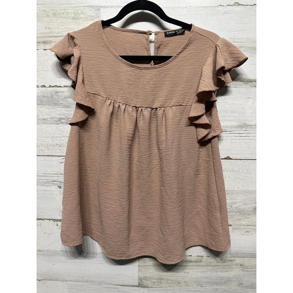Babydoll Top Women's Size S Ruffle Sleeve Textured EUC